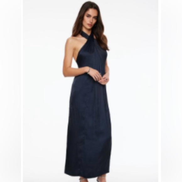 Dynamite Dresses & Skirts - Crinkled Halter Satin Maxi Dress